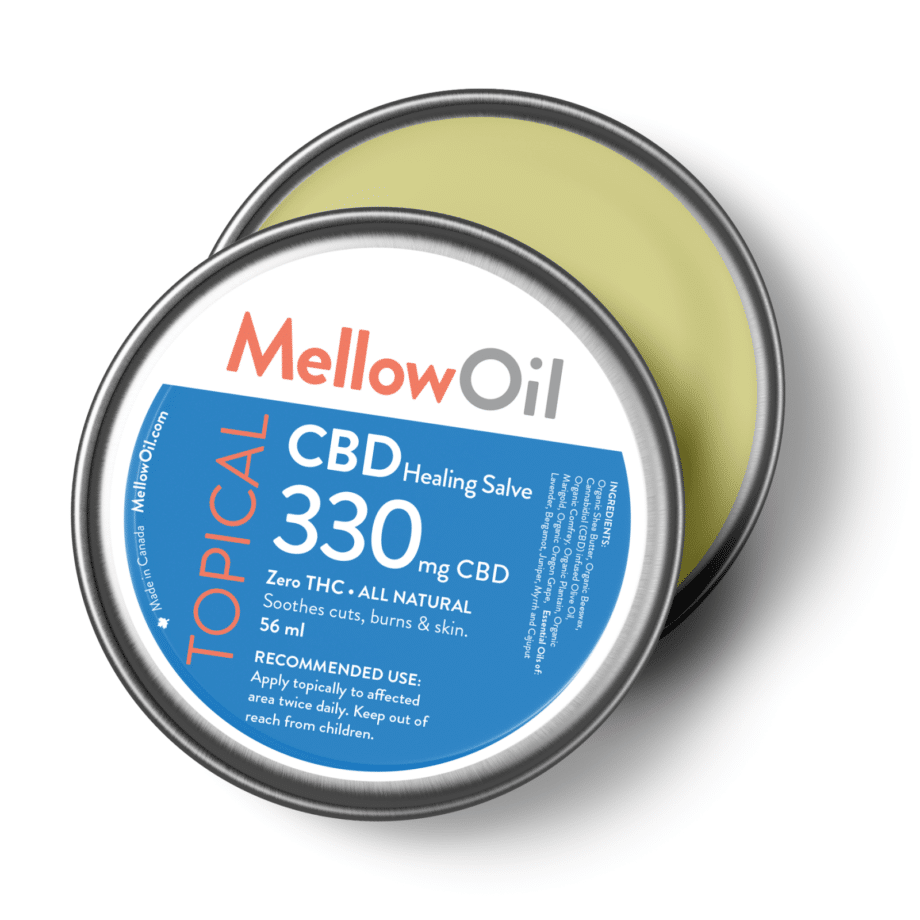 Mellow All-Purpose Topical Healing CBD Salve for minor burns, cuts and skin – 56ml with 330mg CBD