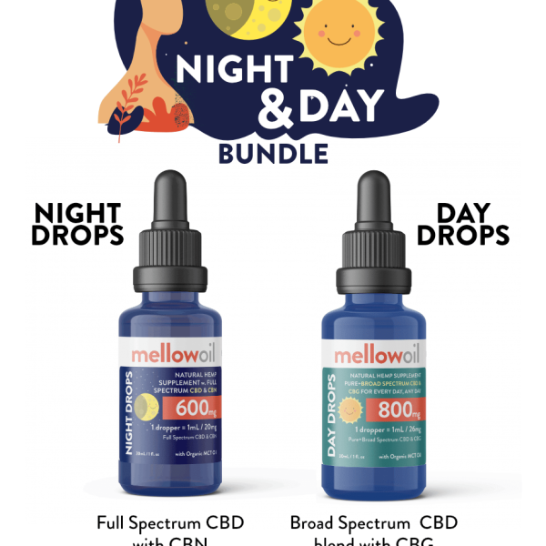 Night & Day Cannabinoid Drops Bundle with CBD, CBG and CBN / 1400mg of Cannabinoids in two 30mL bottles